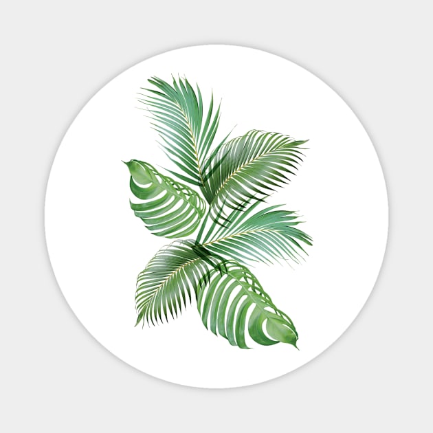 Tropical Palm Fern Monstera Leaves Magnet by Inogitna Designs